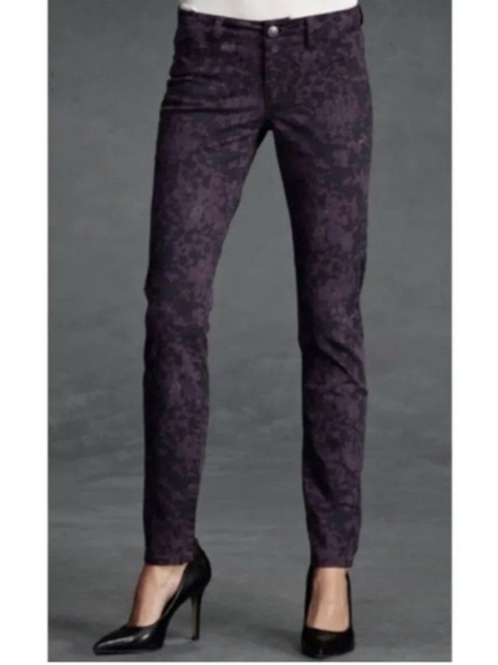 CAbi Purple Floral-Print Skinny Pants 10